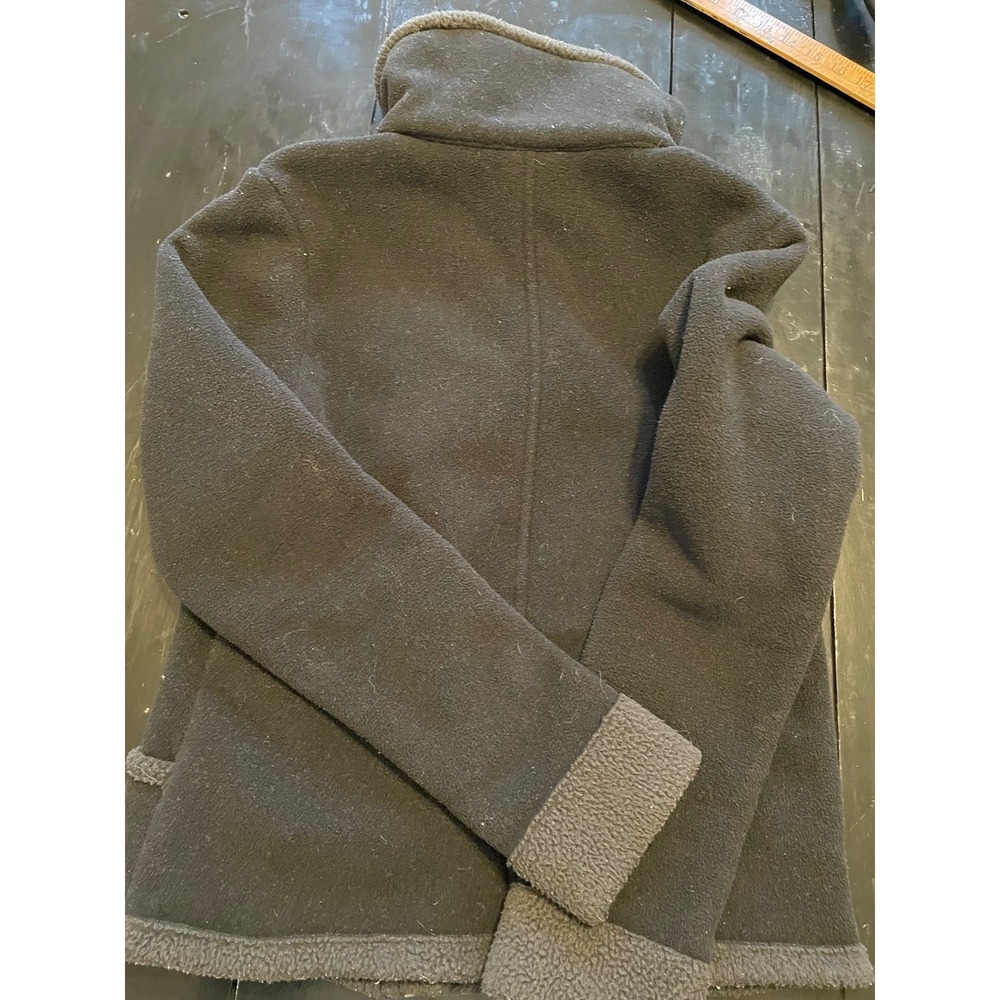 Patagonia Womens Fleece Jacket Black Asymmetrical Zip Funnel Neck Size M
